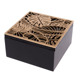 Ozdobne drewniane pudełko na drobiazgi czarne na prezent