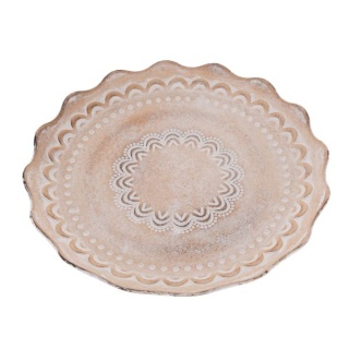 Drewniana podkładka dekoracyjna podtalerz okrągły beżowy