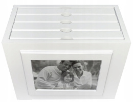 Szkatułka pudełko album na zdjęcia biała 15x10 obrotowa