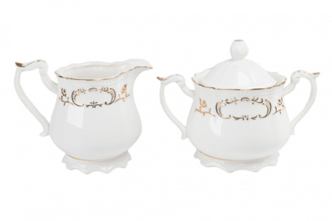 Serwis kawowy prezent na ślub na prezent biały złoty Pegasus