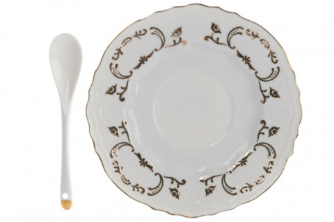 Serwis kawowy prezent na ślub na prezent biały złoty Pegasus