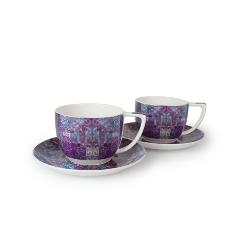 Komplet 2 filiżanki do kawy w pudełku mozaika fioletowa astro