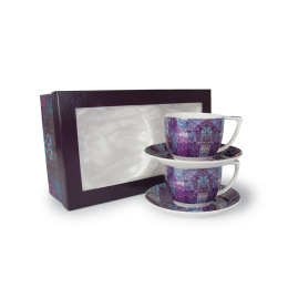 Komplet 2 filiżanki do kawy w pudełku mozaika fioletowa astro