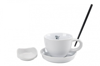 Zestaw biała filiżanka do herbaty kawy skapek mieszadełko