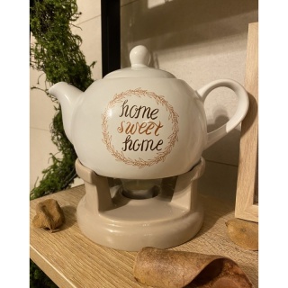 Komplet dzbanek z podgrzewaczem do herbaty Sweet Home brąz