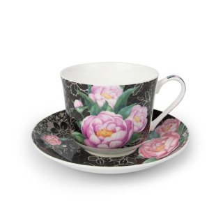 Zestaw filiżanka jumbo ze spodkiem do herbaty peonia kwiat