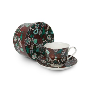 Zestaw filiżanka jumbo ze spodkiem do kawy brązowa mozaika