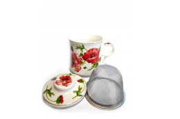 Zestaw kubek zaparzacz filtr do parzenia herbaty maki poppies