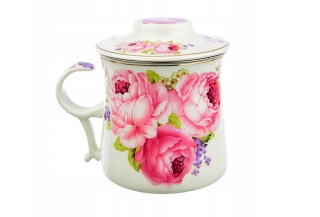 Zestaw kubek zaparzacz sitko do parzenia herbaty róża