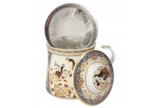 Komplet kubek zaparzacz do parzenia herbaty paw brązowy