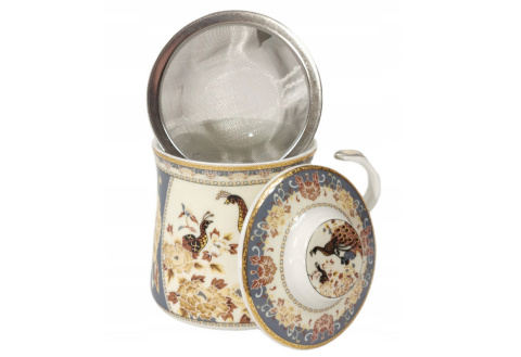 Komplet kubek zaparzacz do parzenia herbaty paw brązowy