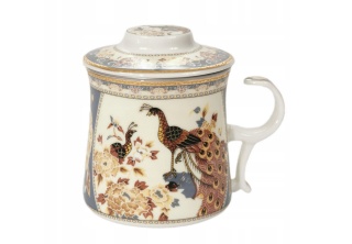 Komplet kubek zaparzacz do parzenia herbaty paw brązowy