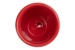 Ceramiczna doniczka na kwiaty czerwona w białe kropki 12 cm