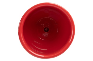 Ceramiczna doniczka na kwiaty czerwona w białe kropki połysk