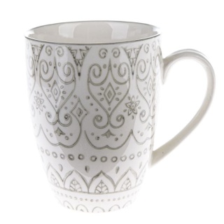 Ceramiczny kubek do kawy kremowo szary na prezent orient