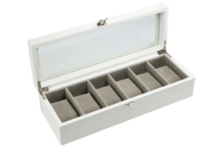 Drewniana skrzynka szkatułka na biżuterię pojemnik biały