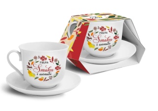 Duża filiżanka do kawy na urodziny pełna smaku hot tea biała