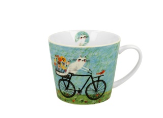 Duży kubek kubas prosty koci świat rower na prezent do kawy