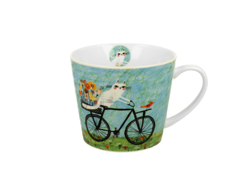 Duży kubek kubas prosty koci świat rower na prezent do kawy