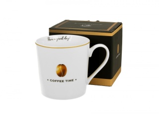 Duży kubek kubas prosty coffee time 2 na prezent do herbaty