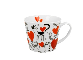 Duży kubek kubas prosty koci świat serca na walentynki