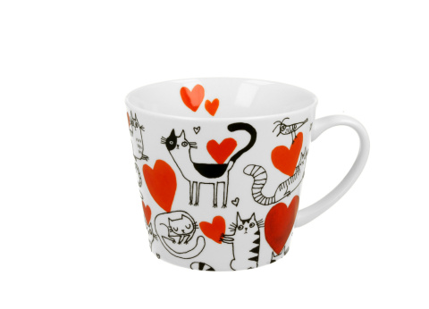 Duży kubek kubas prosty koci świat serca na walentynki