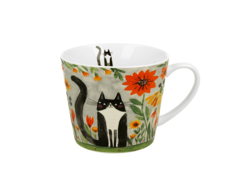 Duży kubek prosty koci świat łąka na urodziny do herbaty