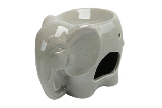 Duży szary kominek na olejek zapachowy ceramiczny słoń