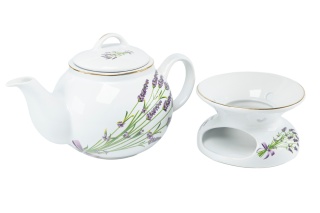 Dzbanek do parzenia herbaty z podgrzewaczem lawenda Mieroszów