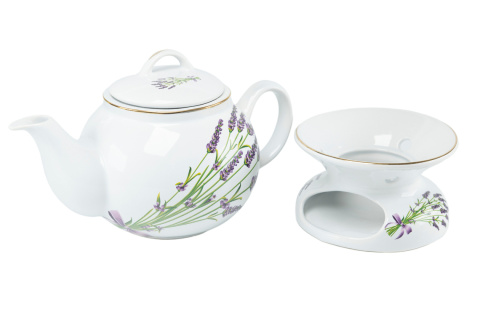 Dzbanek do parzenia herbaty z podgrzewaczem lawenda Mieroszów