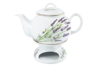 Dzbanek do parzenia herbaty z podgrzewaczem lawenda Mieroszów