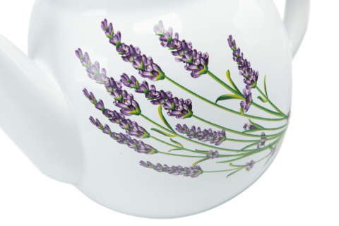 Dzbanek z podgrzewaczem lawenda kokarda imbryk