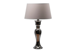 Elegancka lampa z kloszem beżowa do pokoju sypialni stojąca