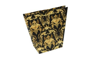 Elegancka torebka prezentowa ozdobna papierowa trapez czarna