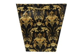 Elegancka torebka prezentowa ozdobna papierowa trapez czarna