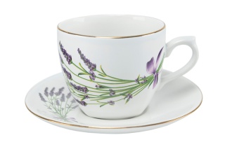 Filiżanka + spodek Mieroszów lawenda tytan kokarda