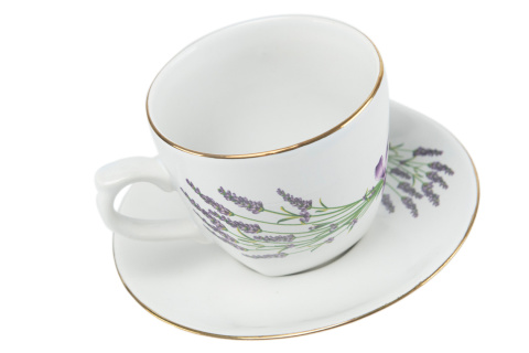 Filiżanka + spodek Mieroszów lawenda tytan kokarda