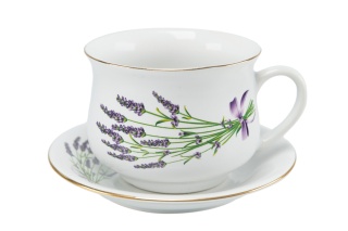 Filiżanka do picia herbaty z Mieroszowa kokarda lawenda