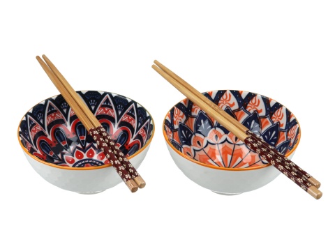 Komplet 2 miseczki pałeczki do sushi dla 2 osób orient