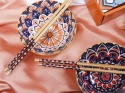 Komplet 2 miseczki pałeczki do sushi dla 2 osób orient