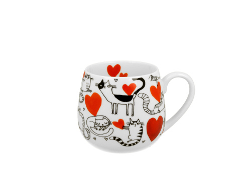 Kubek baryłka do herbaty koci świat serca na walentynki kot