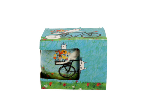 Kubek baryłka do herbaty koci świat rower na urodziny kot