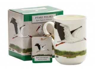 Kubek na prezent porcelanowy by Agata Hajdecka bocian ptak