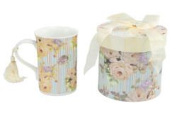 Kubek z porcelany do herbaty kawy kwiaty pastel na prezent