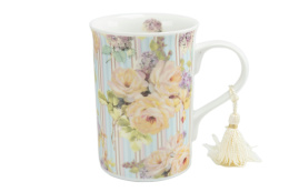 Kubek z porcelany do herbaty kawy kwiaty pastel na prezent