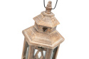 Lampion stojący lampka drewniana brąz latarnia na ogród 43 cm