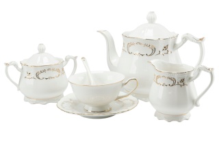 Serwis kawowy prezent na ślub na prezent biały złoty Pegasus