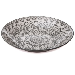 Talerz obiadowy głęboki porcelanowy okrągły szary orientalny