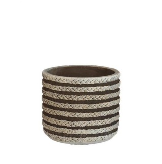 Urocza osłonka doniczka betonowa brązowa na kwiaty styl boho