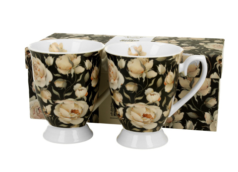 Zestaw 2 kubki royal english roses black na prezent kubek róże